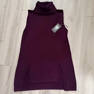 Vince Sleeveless Tunic Sweater Eggplant NWT S